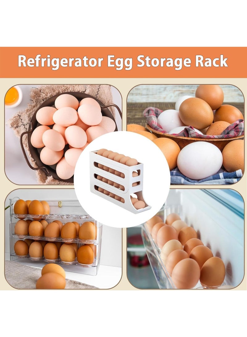 4-Tier Egg Holder & Rolling Dispenser 30-Egg Capacity, Egg Storage for Refrigerator, Automatic Egg Rolling Holder Organizer For Fridge Space Saving. - Image 4